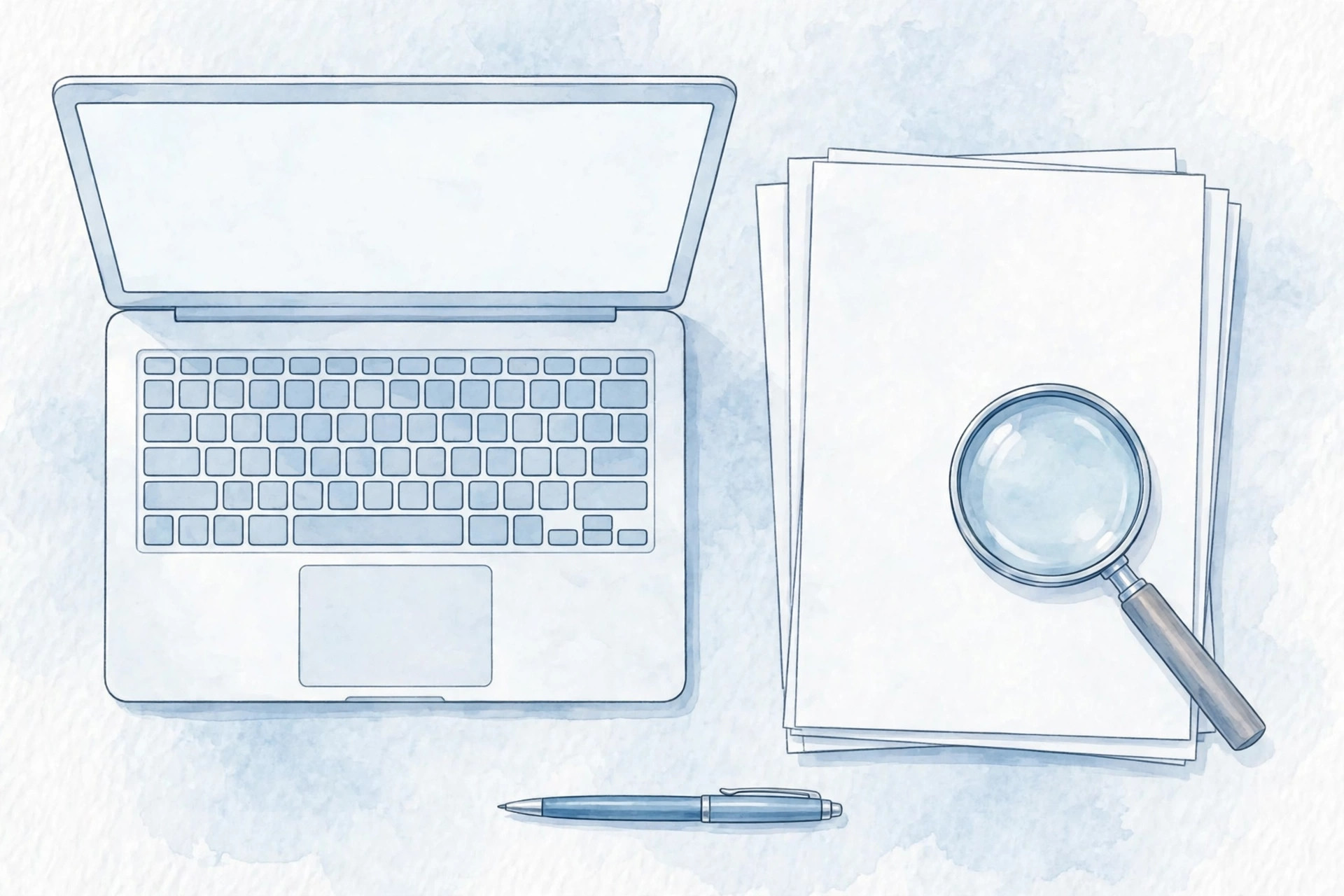 A neatly organised desk with an official-looking document, a pen and a laptop, symbolising careful reading of a recruitment notice.